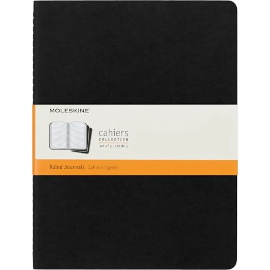 Cahier Journals, Soft Cover, XL 7.5" x 9.5" Ruled/Lined, Black, 120 Pages (Set of 3)
Cahier Journals, Soft Cover, XL 7.5" x 9.5" Ruled/Lined, Black, 120 Pages (Set of 3)