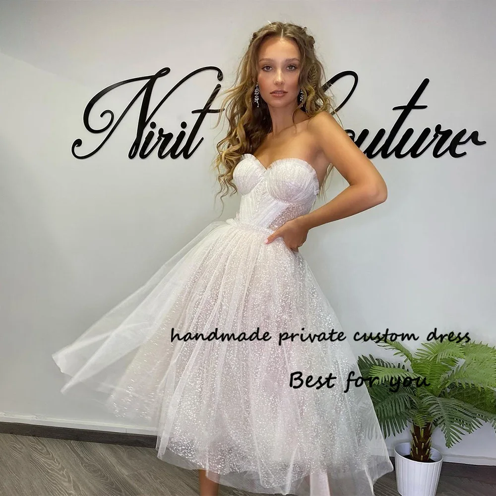 Sparkly White Tulle Sweetheart Prom Party Dresses Bone Corset A Line Wedding Party Gowns Tea Length Formal Dress
Sparkly White Tulle Sweetheart Prom Party Dresses Bone Corset A Line Wedding Party Gowns Tea Length Formal Dress