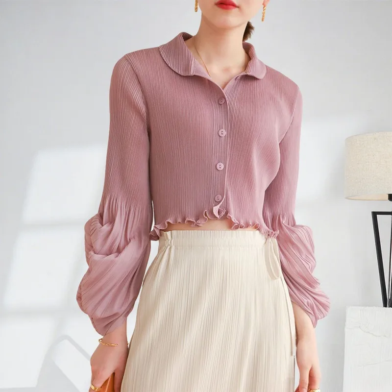 Autumn Spring New Miyake Pleated Bubble Sleeve Women's Tops Fashion Simple Loose Stretch Lapel Shirt Commuter Ladies Clothes
Autumn Spring New Miyake Pleated Bubble Sleeve Women's Tops Fashion Simple Loose Stretch Lapel Shirt Commuter Ladies Clothes