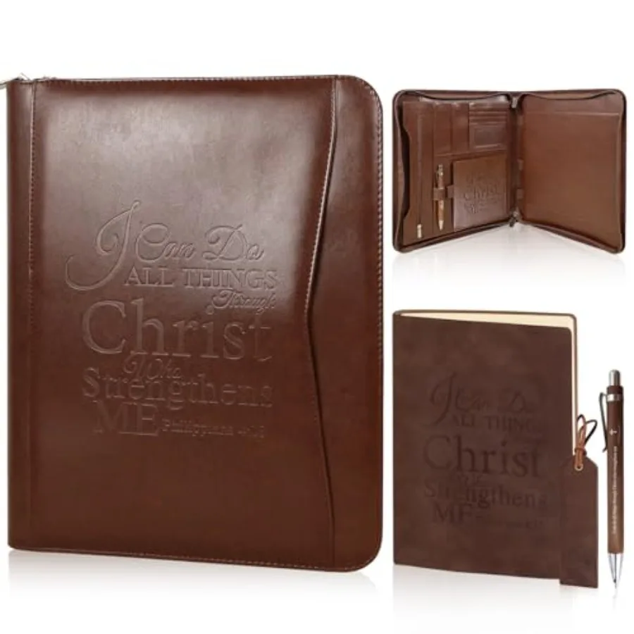 4 Pcs Christian Gifts for Men Pastors Appreciation Leather Bible Portfolio Scripture Notebook Bookmark Pen Religious Present Pa
4 Pcs Christian Gifts for Men Pastors Appreciation Leather Bible Portfolio Scripture Notebook Bookmark Pen Religious Present Pa