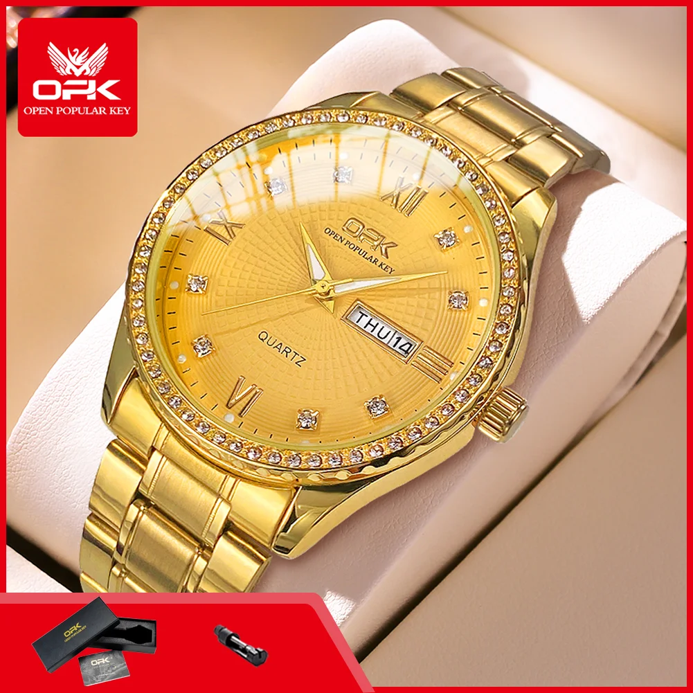 OPK 8113 Man Watch Luxury Diamond Bezel Date Week Stainless Steel Luminous Waterproof Original Business Men's Quartz Wristwatch
OPK 8113 Man Watch Luxury Diamond Bezel Date Week Stainless Steel Luminous Waterproof Original Business Men's Quartz Wristwatch