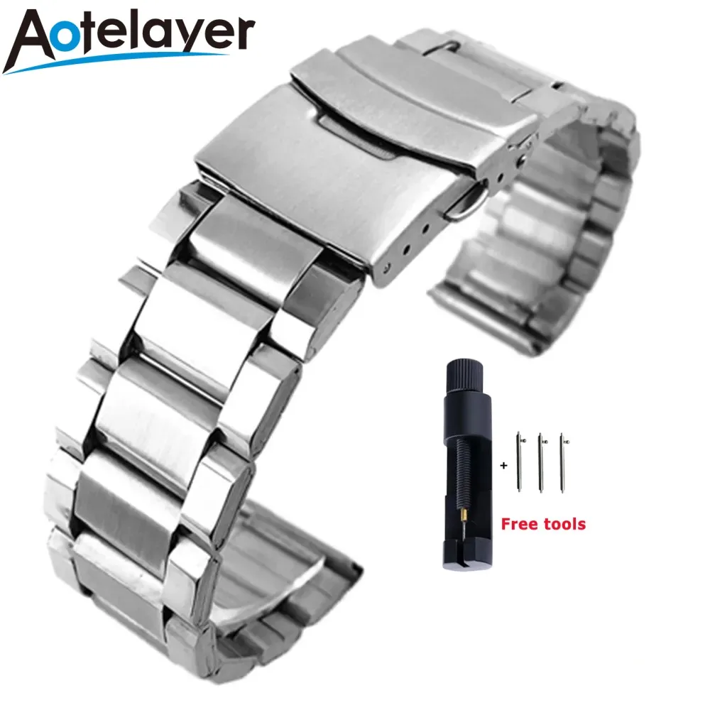20mm 22mm Soild Stainless Steel Watch Strap Wrist Bracelet Metal Folding Watch Buckle Silver Color Wrist Bracelet Accessories
20mm 22mm Soild Stainless Steel Watch Strap Wrist Bracelet Metal Folding Watch Buckle Silver Color Wrist Bracelet Accessories