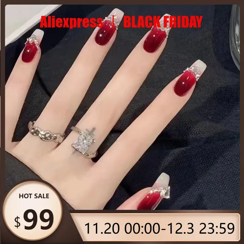 10 шт., винтажные бордовые французские ногти ручной работы, роскошные накладные ногти с бриллиантовыми украшениями для женской и девочек
10 шт., винтажные бордовые французские ногти ручной работы, роскошные накладные ногти с бриллиантовыми украшениями для женской и девочек