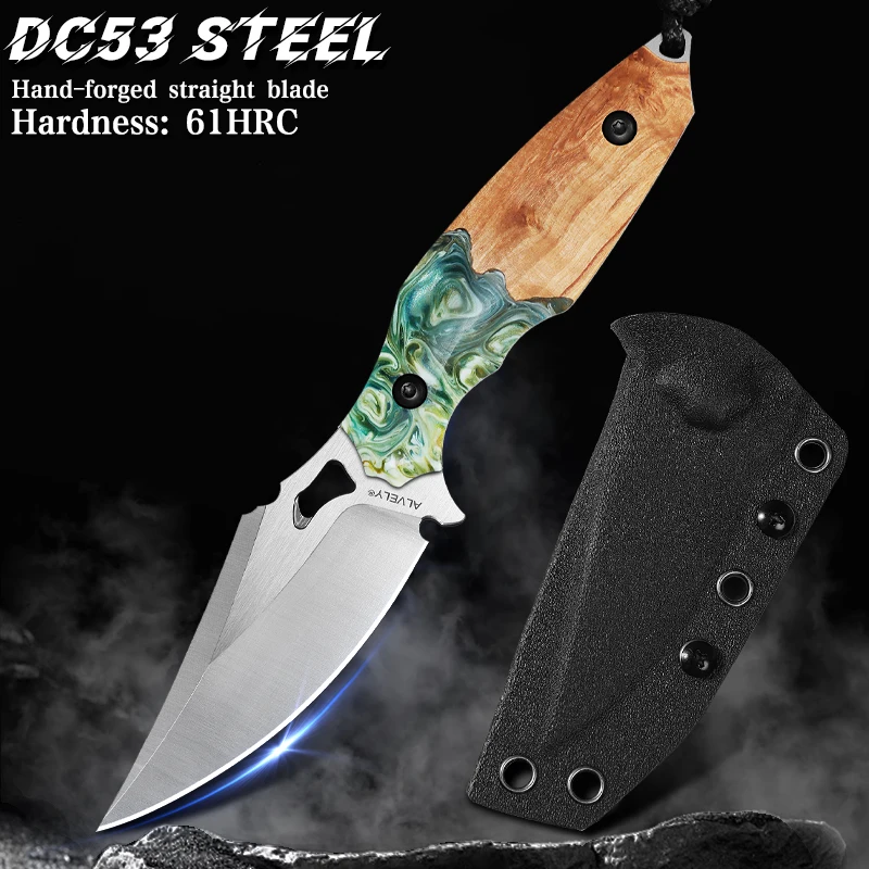Handcrafted DC53 steel fixed-blade knife, unisex EDC knife, K-style sheath, resin and maple wood handle. Ideal for outdoor hiking, fishing trips, camping, and exploration—a versatile and practical EDC knife.
Handcrafted DC53 steel fixed-blade knife, unisex EDC knife, K-style sheath, resin and maple wood handle. Ideal for outdoor hiking, fishing trips, camping, and exploration—a versatile and practical EDC knife.