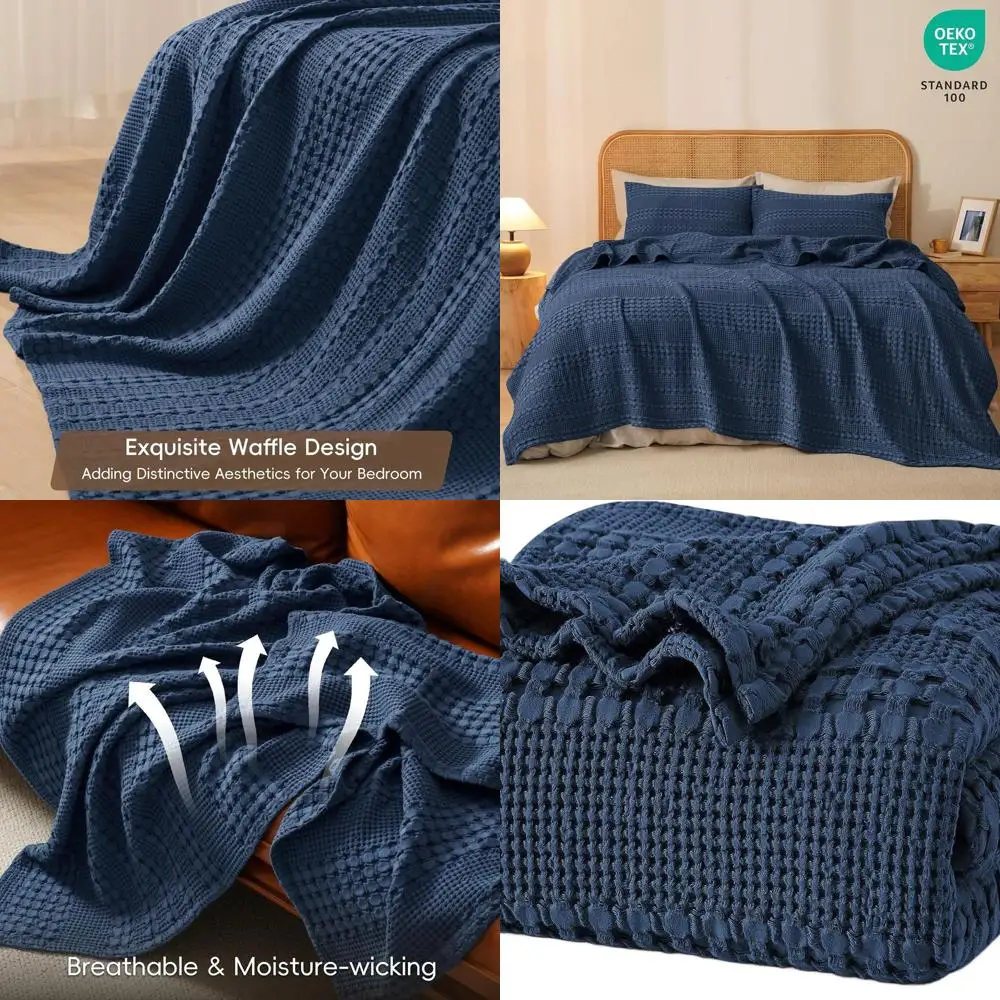 King Size Cotton Waffle Weave Blanket, Soft & Breathable, All-Season Comfort, Luxury Blue Sapphire for Home Decor, 108x90
King Size Cotton Waffle Weave Blanket, Soft & Breathable, All-Season Comfort, Luxury Blue Sapphire for Home Decor, 108x90
