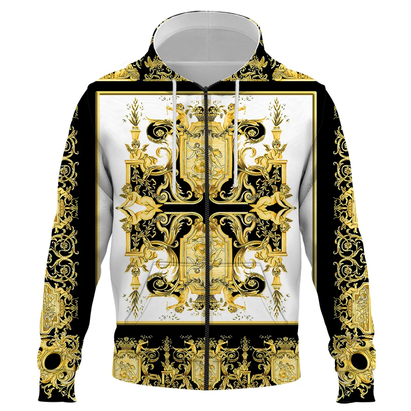 Retro luxury high-end brand 3D Print Men's Zipper Hoodies Sweatshirts Casual Spring Autumn Streetwear Men Clothing Hooded Tops
Retro luxury high-end brand 3D Print Men's Zipper Hoodies Sweatshirts Casual Spring Autumn Streetwear Men Clothing Hooded Tops