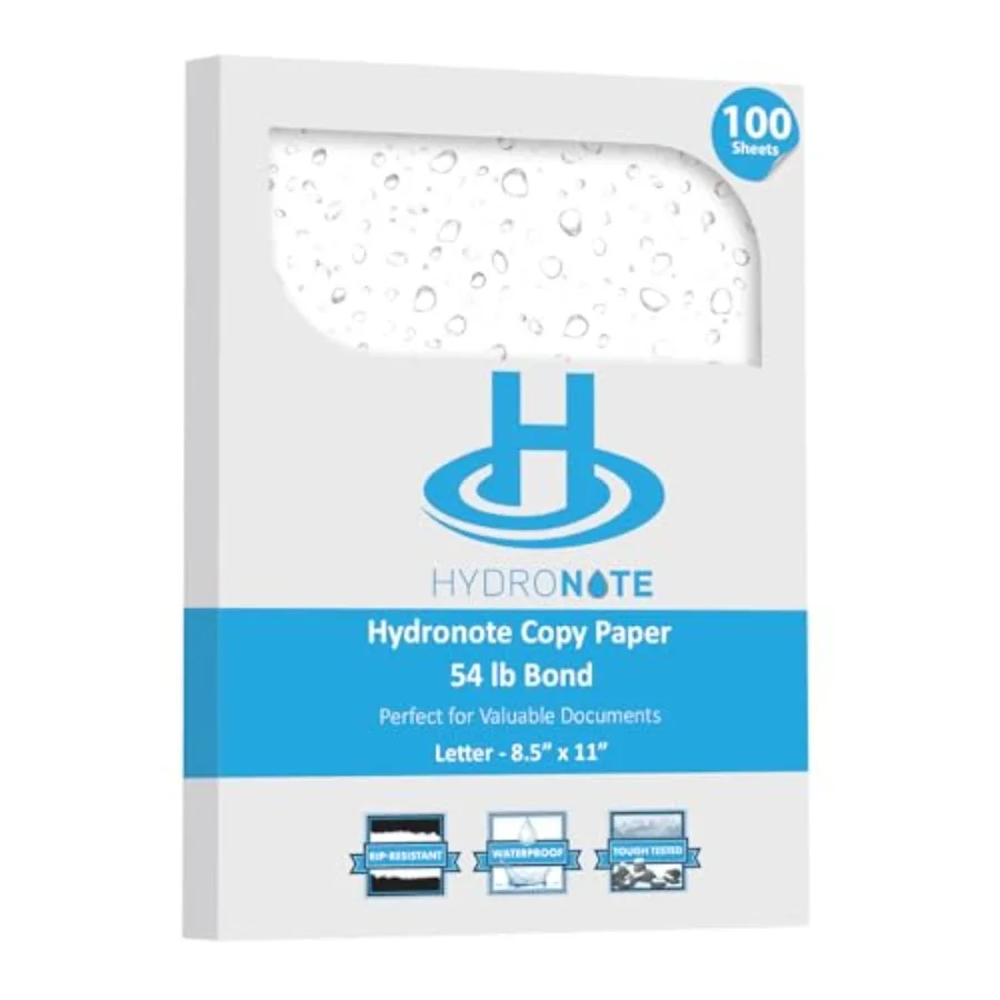 Waterproof Paper - Hydronote 54lb Multipurpose Copy Paper 8.5" x 11", Sheets, Inkjet Printer and Laser Printer Paper Compatible
Waterproof Paper - Hydronote 54lb Multipurpose Copy Paper 8.5" x 11", Sheets, Inkjet Printer and Laser Printer Paper Compatible