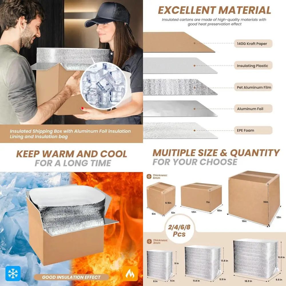 Insulated Shipping Boxes with Oil Liner, Thermal Cold Packs, Reusable Foam Coolers, 12x10x7 Inches
Insulated Shipping Boxes with Oil Liner, Thermal Cold Packs, Reusable Foam Coolers, 12x10x7 Inches
