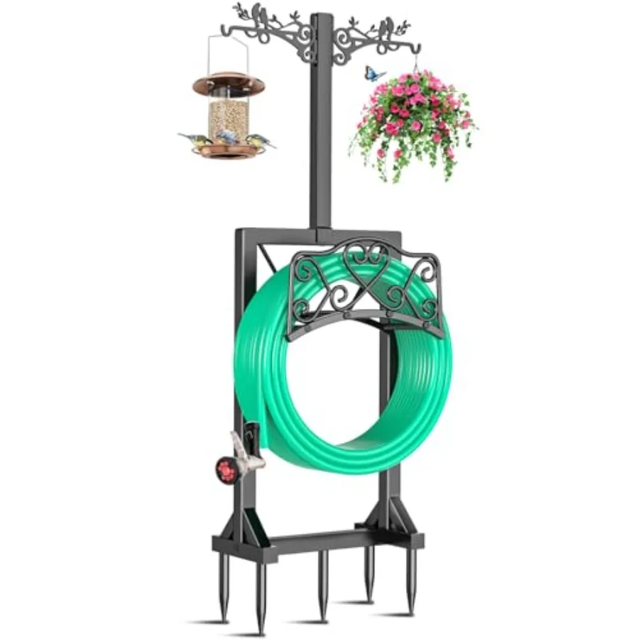 Garden Hose Holder, Freedstanding Heavy Duty Garden Water Hose Holder Stand with 2 Shepherds Hooks, Detachable Metal Hose Stora
Garden Hose Holder, Freedstanding Heavy Duty Garden Water Hose Holder Stand with 2 Shepherds Hooks, Detachable Metal Hose Stora