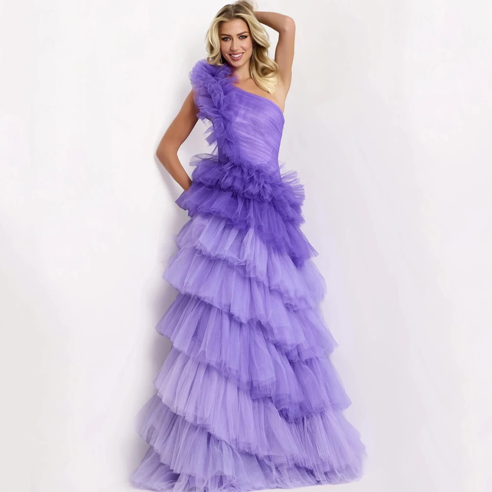 DRESS FORU Purple Elegant Evening Dresses Tulle for Floor-Length One-Shoulder Prom Dress Tiered Vestidos De Fiesta Customized
DRESS FORU Purple Elegant Evening Dresses Tulle for Floor-Length One-Shoulder Prom Dress Tiered Vestidos De Fiesta Customized