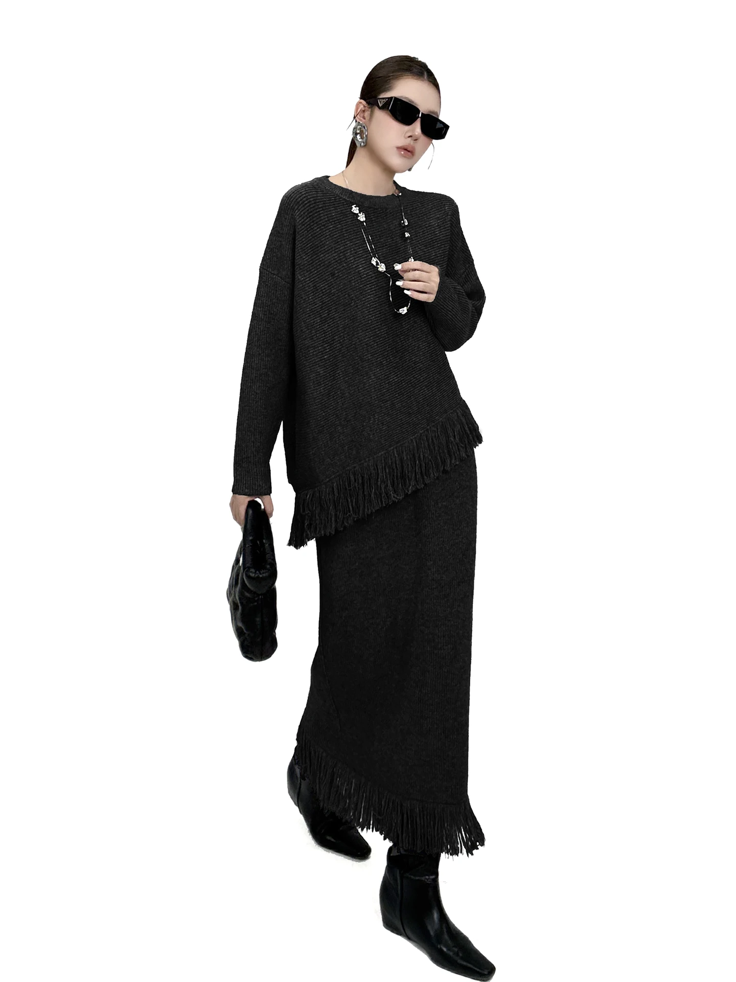 Fashionable Knitted Tassel Detail Set Women's Spring Autumn Slimming Two Piece Suite Elegant Commute Wear High Waist Pants
Fashionable Knitted Tassel Detail Set Women's Spring Autumn Slimming Two Piece Suite Elegant Commute Wear High Waist Pants