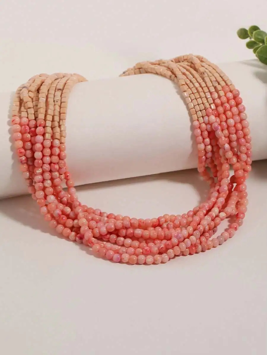 Elegant Acrylic Faux Stone Dual-Tone Multi-Layer Beaded Necklace For Women
Elegant Acrylic Faux Stone Dual-Tone Multi-Layer Beaded Necklace For Women
