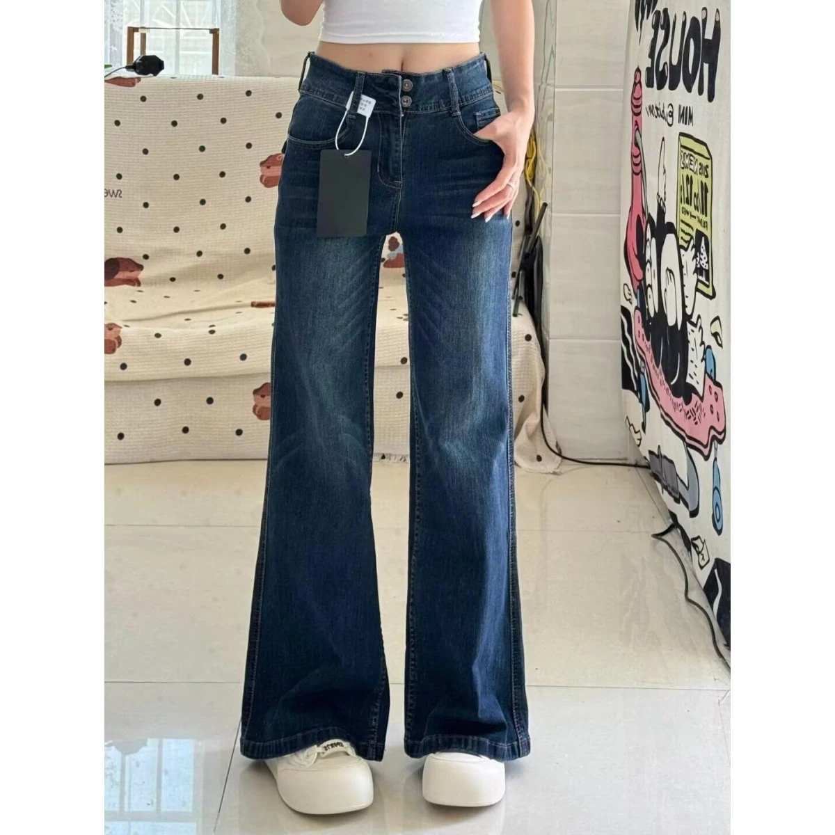 American Style High Waist Wide Leg Jeans Women's Autumn Tall No Legging Slimming Floor Length Pants Trendy Hollow out Denim
American Style High Waist Wide Leg Jeans Women's Autumn Tall No Legging Slimming Floor Length Pants Trendy Hollow out Denim