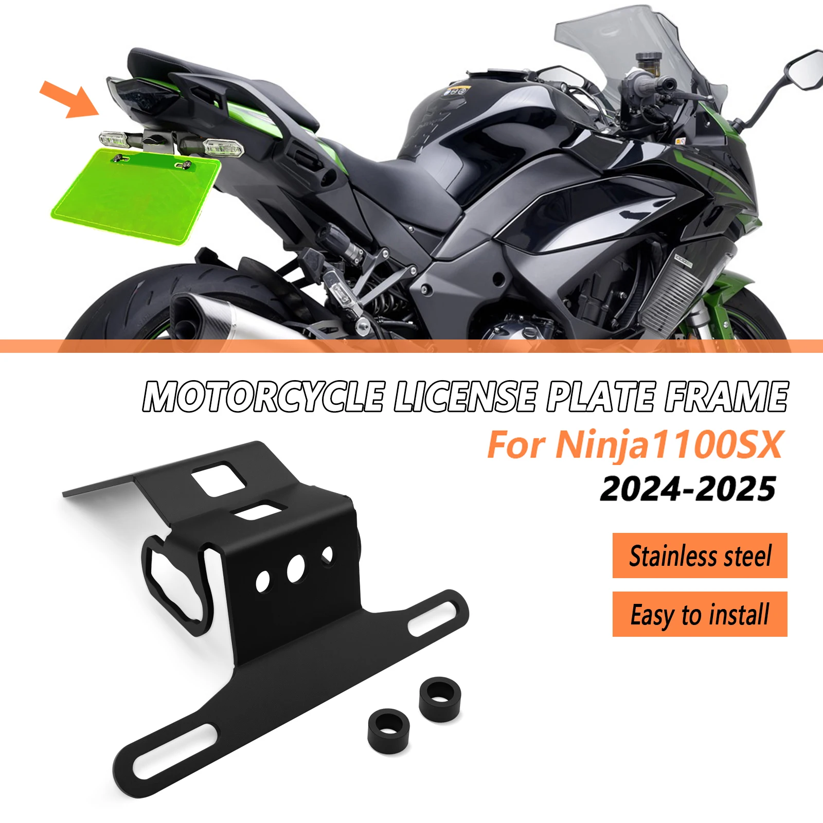 For Ninja 1100SX 2025 2024 Tail Tidy Fender Eliminator Short Rear TAIL License Plate Bracket Registration Number Frame