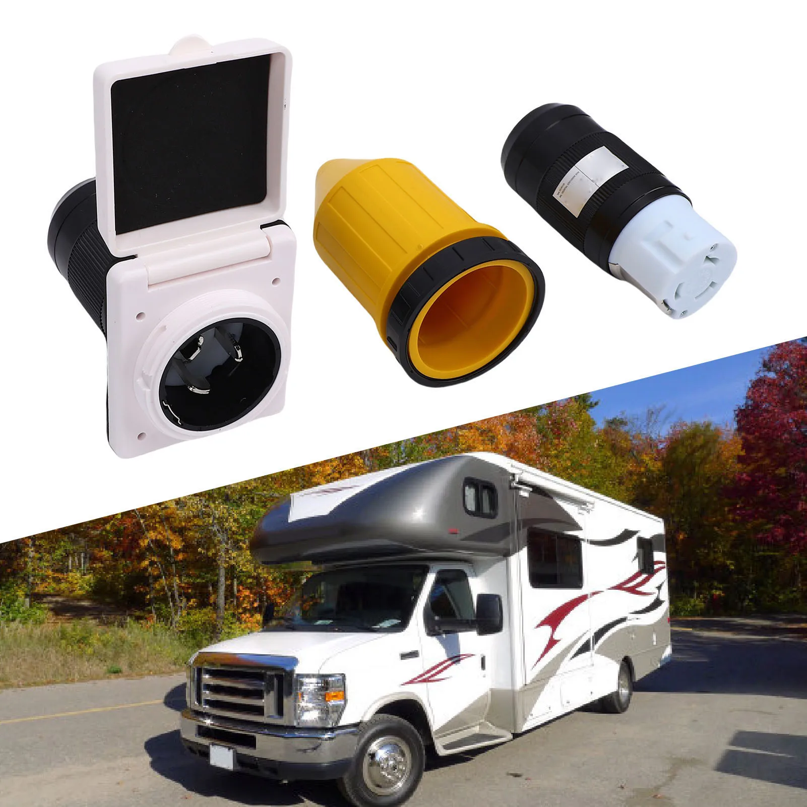 RV Power Outlet Shore Kit 50A Plug and Receptacle Male Female Connector with Protective Cover for Caravan Trailer Camping Car
RV Power Outlet Shore Kit 50A Plug and Receptacle Male Female Connector with Protective Cover for Caravan Trailer Camping Car