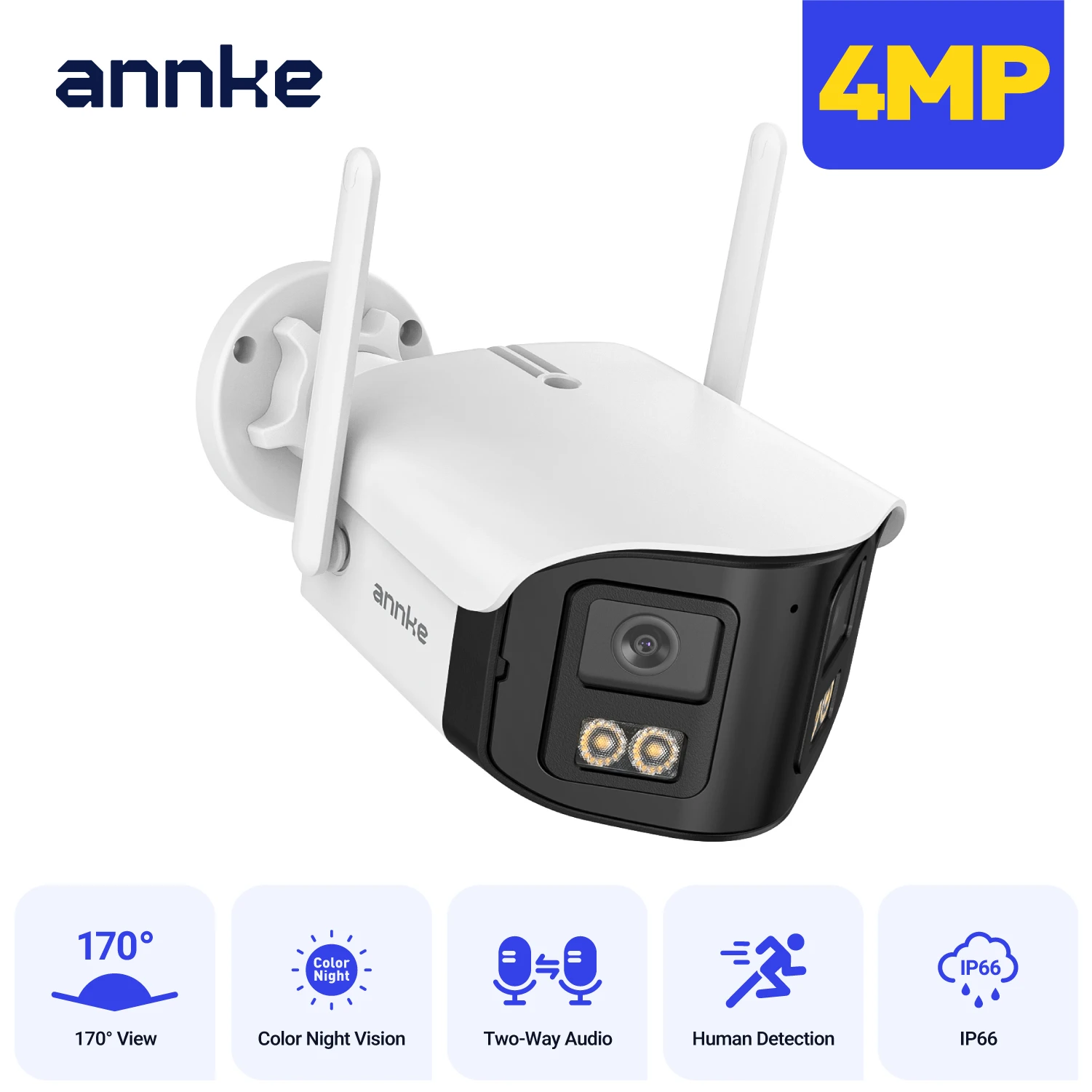 ANNKE 4MP Dual Lens WiFi 6 Security Camera, Ultra-Wide 170° Outdoor IP66 Home Surveillance Full Color Night Vision 2-Way Audio
ANNKE 4MP Dual Lens WiFi 6 Security Camera, Ultra-Wide 170° Outdoor IP66 Home Surveillance Full Color Night Vision 2-Way Audio