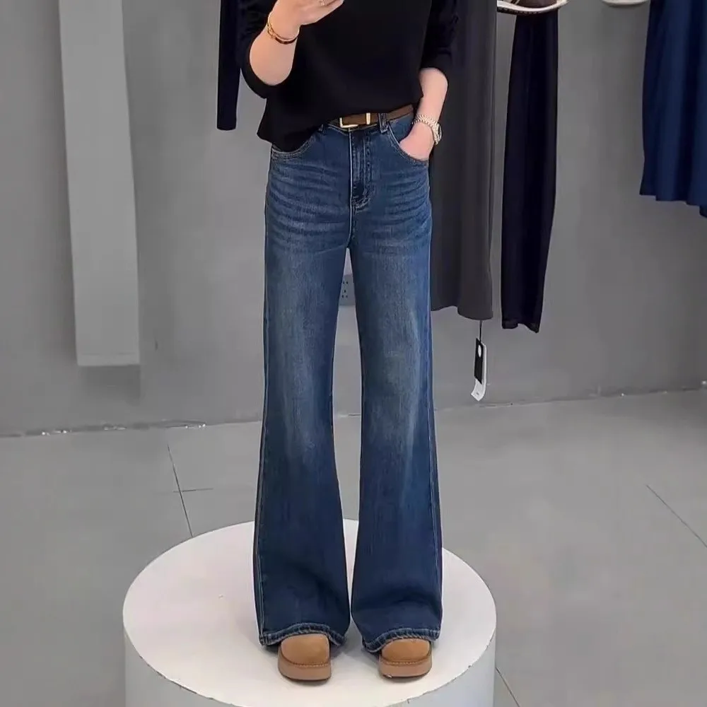 Повседневные брюки-клеш с высокой талией, эластичные свободные женские джинсы с высокой талией, широкие брюки длиной до пола, весна-осень, хлопок
Повседневные брюки-клеш с высокой талией, эластичные свободные женские джинсы с высокой талией, широкие брюки длиной до пола, весна-осень, хлопок