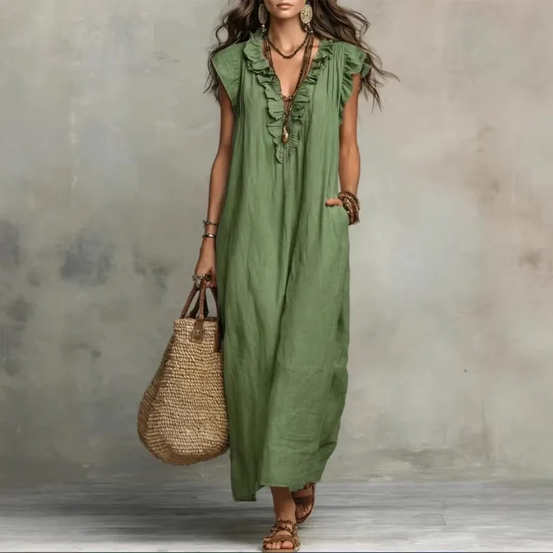 Women Spring Summer Boho Flutter Sleeve Floor Length Maxi Dress Elegant Beach Long Dress
Women Spring Summer Boho Flutter Sleeve Floor Length Maxi Dress Elegant Beach Long Dress