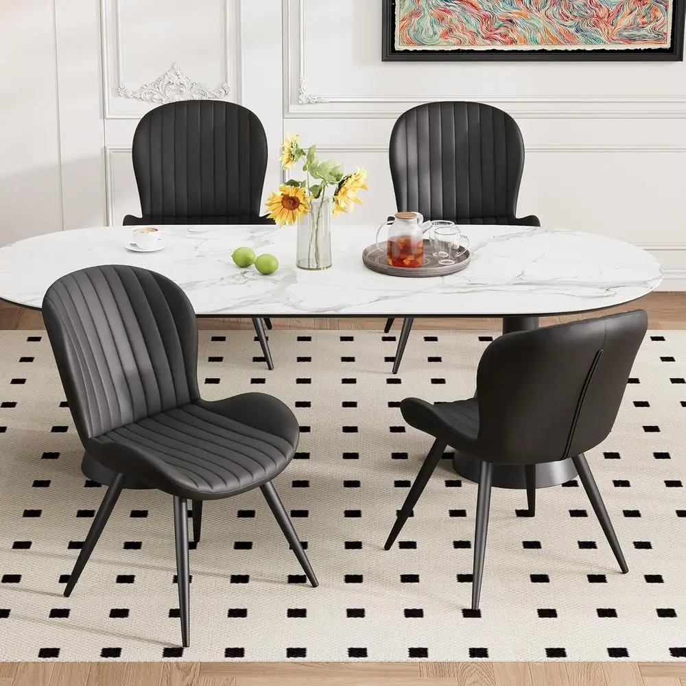 Set of 4 Upholstered Dining Chairs with Thick Cushions and Metal Legs for Dining Room, Kitchen, and Living Room in Ink Black
Set of 4 Upholstered Dining Chairs with Thick Cushions and Metal Legs for Dining Room, Kitchen, and Living Room in Ink Black
