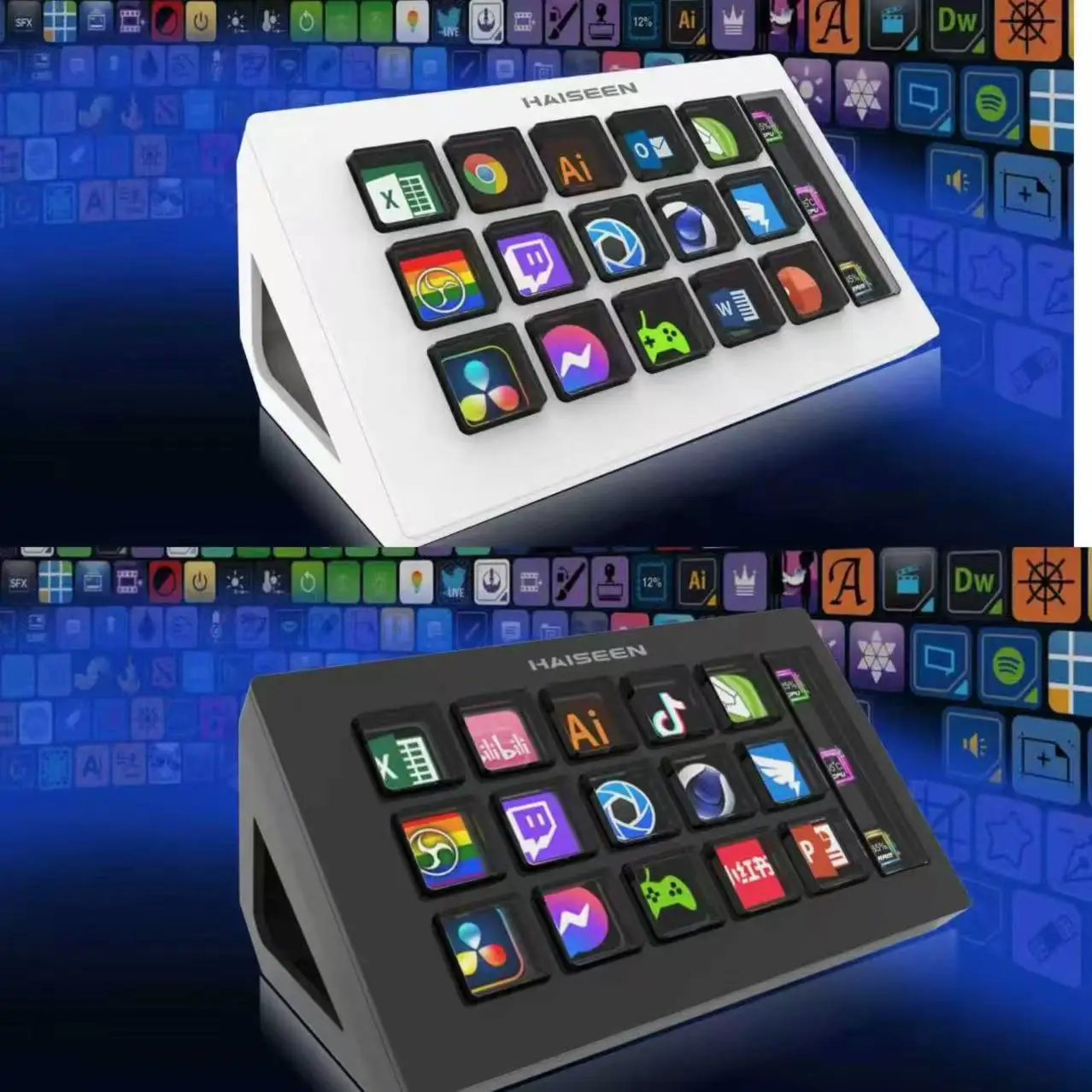 HAISEEN Visual Stream Deck Keyboard LCD Button 15Keys Live Content Creation Controller Customizable Windows/MacOS/Android/iOS
HAISEEN Visual Stream Deck Keyboard LCD Button 15Keys Live Content Creation Controller Customizable Windows/MacOS/Android/iOS