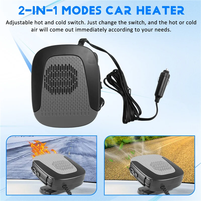 12V 150W Car Heater Portable Car Heater Fast Heating & Cooling Fan 2-In-1 Modes Windshield Defogger Car Heater Durable-AC82
12V 150W Car Heater Portable Car Heater Fast Heating & Cooling Fan 2-In-1 Modes Windshield Defogger Car Heater Durable-AC82