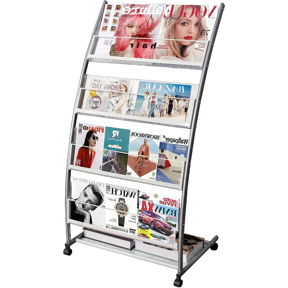LIWSHWZ Magazine Rack Floor Standing,Brochure Display Stand, 4 Pockets Metal Literature Stand,Newspaper Rack with Wheels for Tra
LIWSHWZ Magazine Rack Floor Standing,Brochure Display Stand, 4 Pockets Metal Literature Stand,Newspaper Rack with Wheels for Tra