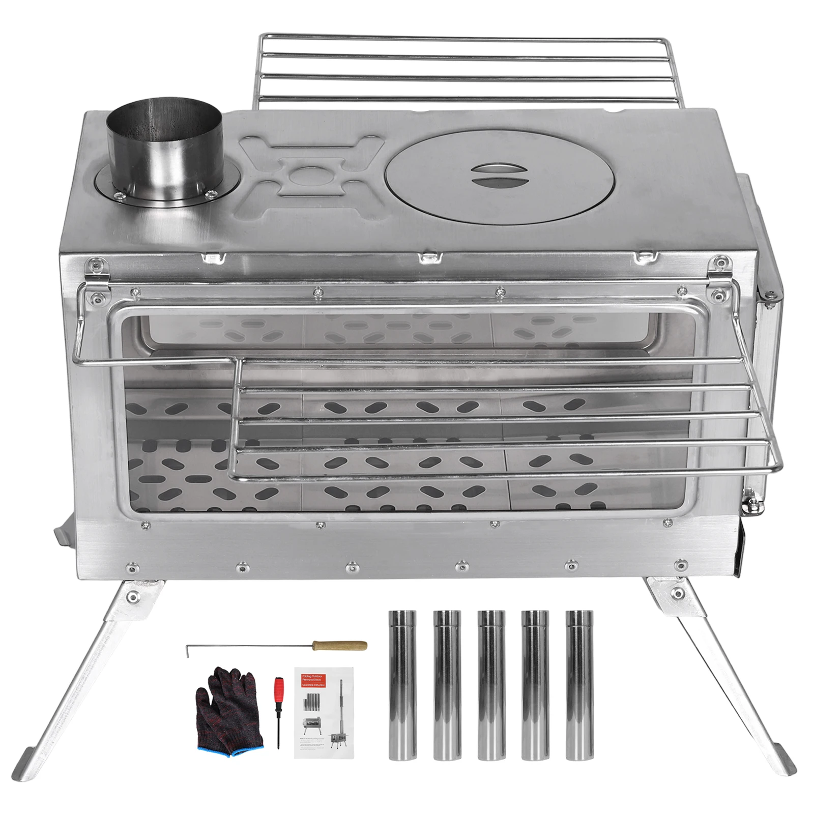 Portable Burner Stove with Chimney Pipe Clean Burning Heating Stove Rust Proof for Tents Shelters Camping
Portable Burner Stove with Chimney Pipe Clean Burning Heating Stove Rust Proof for Tents Shelters Camping