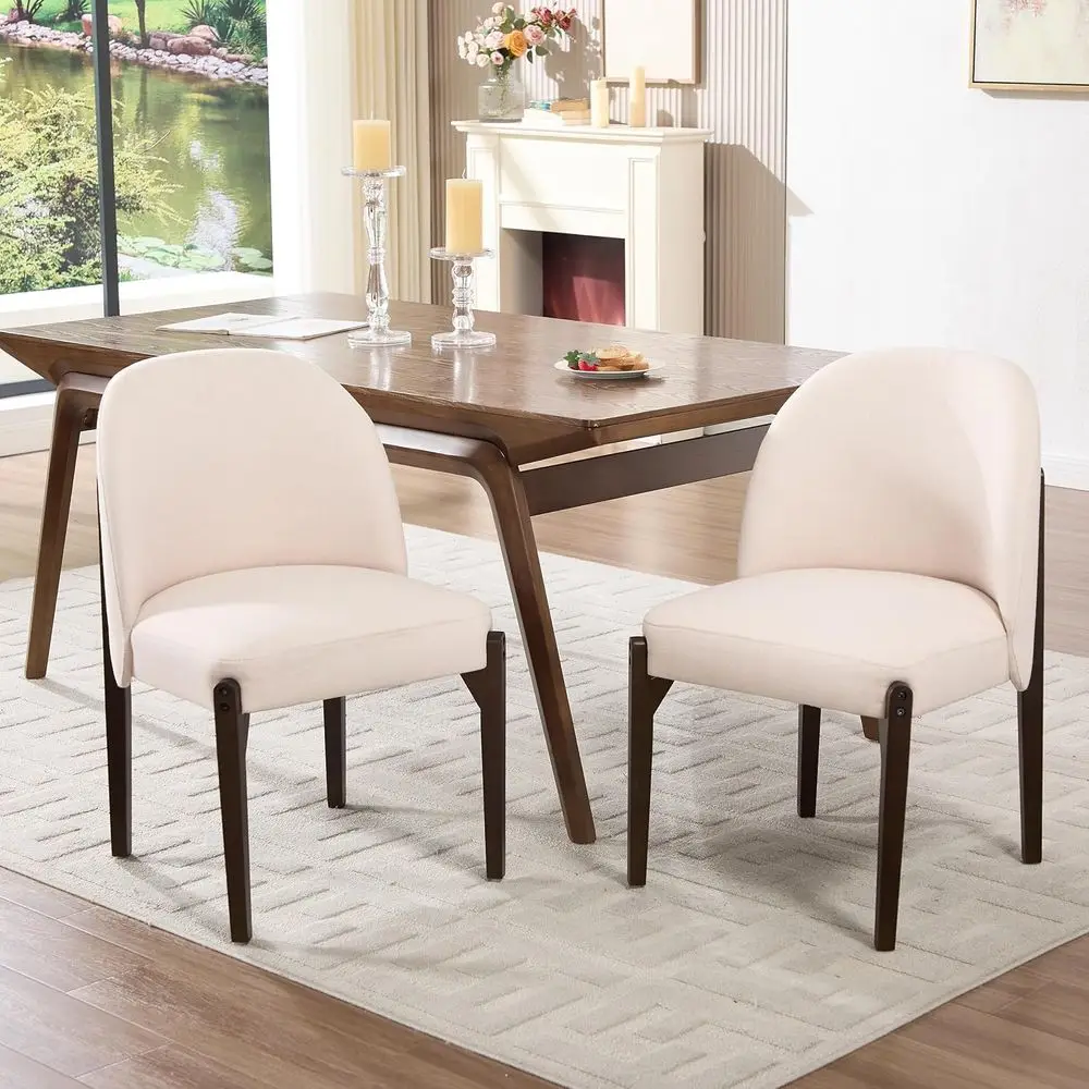 Upholstered Dining Chairs Set of 2, Beige Fabric with Curved Backrest and Wooden Legs for Kitchen or Living Room
Upholstered Dining Chairs Set of 2, Beige Fabric with Curved Backrest and Wooden Legs for Kitchen or Living Room
