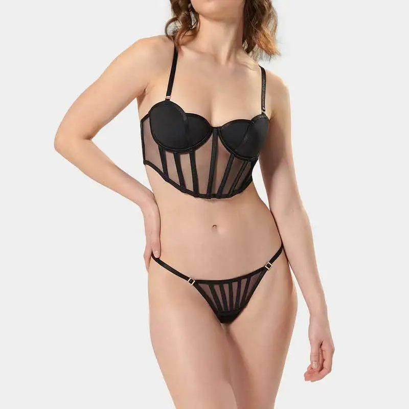 Petal bra thong 2-piece set of mesh fishbone lingerie women's suspenders wearing sexy lingerie bra with breast pad
Petal bra thong 2-piece set of mesh fishbone lingerie women's suspenders wearing sexy lingerie bra with breast pad