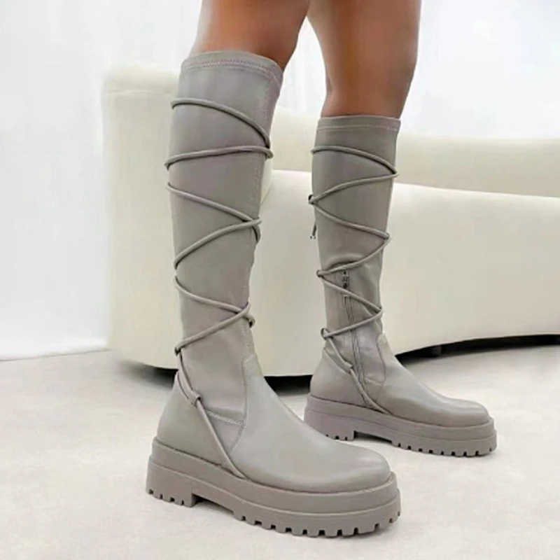 Platform Shoes Women's Cross Lace Up Boots Women's Leather Zapatos De Mujer New Botas Mujer Knee Women's Shoes Solid Platform
Platform Shoes Women's Cross Lace Up Boots Women's Leather Zapatos De Mujer New Botas Mujer Knee Women's Shoes Solid Platform