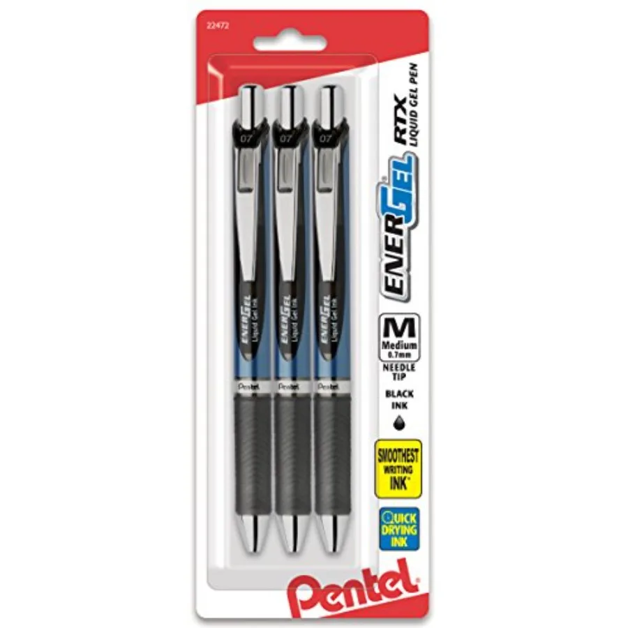 EnerGel RTX Retractable Liquid Gel Pen, 0.7mm,Medium Line, Needle Tip, Ink, Pack of 3 (BLN77BP3A
EnerGel RTX Retractable Liquid Gel Pen, 0.7mm,Medium Line, Needle Tip, Ink, Pack of 3 (BLN77BP3A
