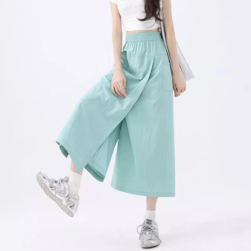 Summer Female Korean Loose Cargo Skirts Pants Girls Fashion High Waist Thin Slit Culottes Lady Solid Color Midi Dress
Summer Female Korean Loose Cargo Skirts Pants Girls Fashion High Waist Thin Slit Culottes Lady Solid Color Midi Dress