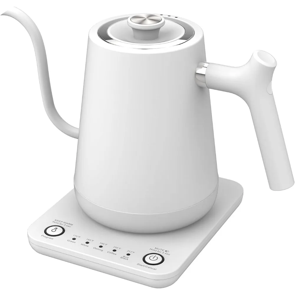 Gooseneck Electric Tea Kettle Pour-Over Kettle for Coffee, with 5 Variable Presets, 100% Stainless Steel Inner, with Keep Warm
Gooseneck Electric Tea Kettle Pour-Over Kettle for Coffee, with 5 Variable Presets, 100% Stainless Steel Inner, with Keep Warm
