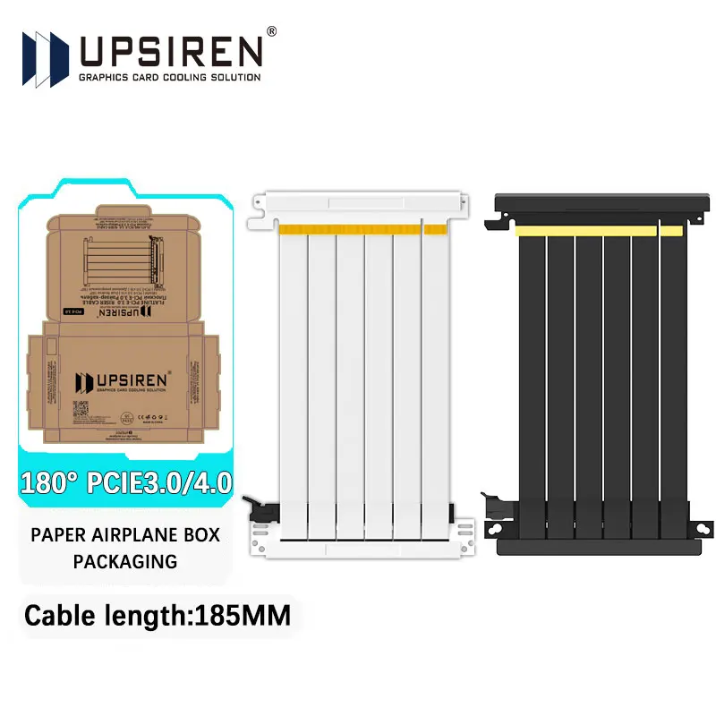 UPSIREN 180° PCI-E 3.0/4.0 X16 GPU Extension Cord Shielded Flexible Mounting Riser Cable Video Card Extension Cable length 185MM
UPSIREN 180° PCI-E 3.0/4.0 X16 GPU Extension Cord Shielded Flexible Mounting Riser Cable Video Card Extension Cable length 185MM