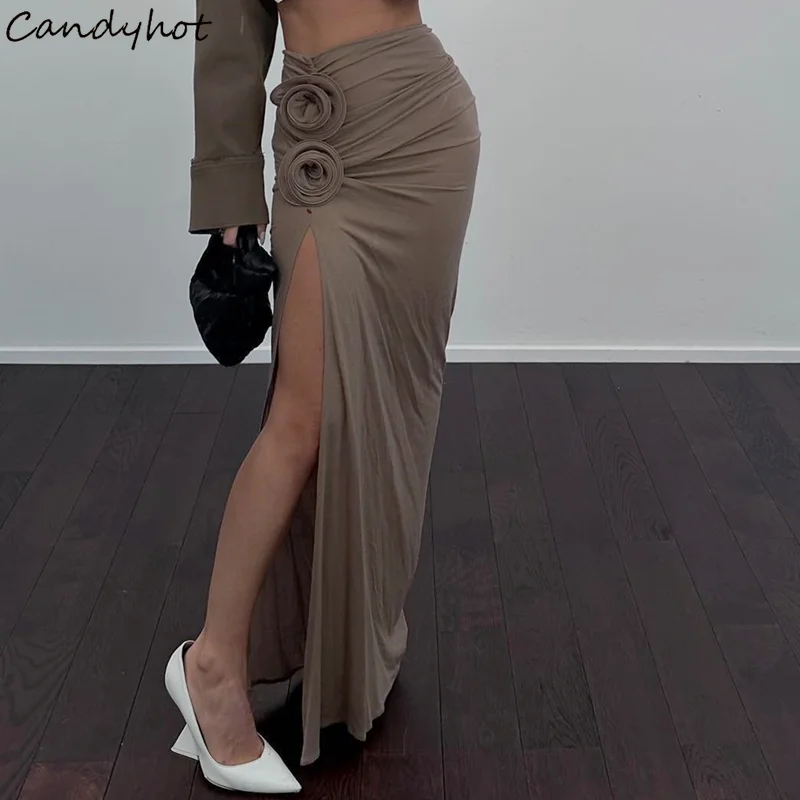 Candyhot Vintage Sexy High-waist Ruched Solid Elegant Slim Skirt Flower Applique Split Long Skirt Fashion Women Autumn Skirt
Candyhot Vintage Sexy High-waist Ruched Solid Elegant Slim Skirt Flower Applique Split Long Skirt Fashion Women Autumn Skirt