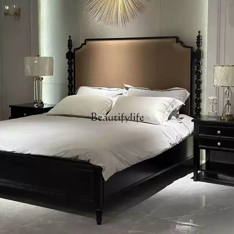 American solid wood bed double bed black light luxury modern simple 1.8 meters French
American solid wood bed double bed black light luxury modern simple 1.8 meters French