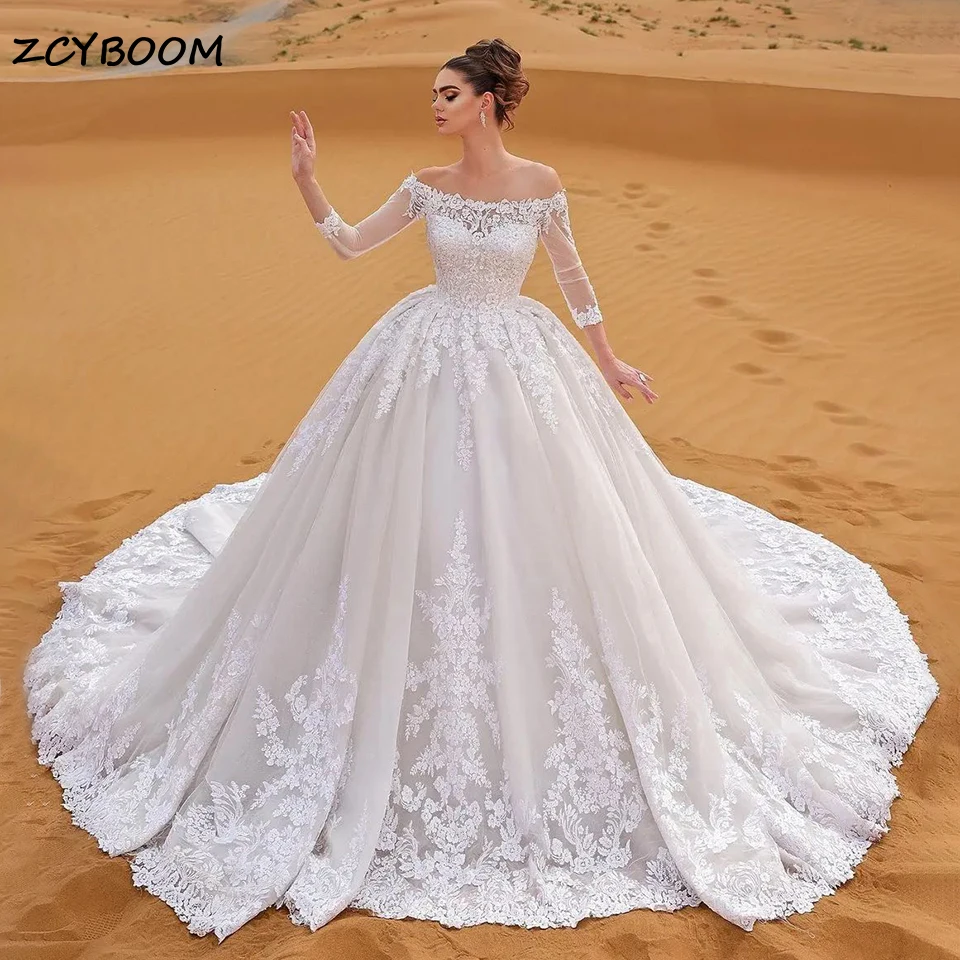 Luxury Lace Appliques Ball Gown Princess Wedding Dress 2024 Off Shoulder Boat Neck Half Sleeve Women Bride Gown Vestido De Novia
Luxury Lace Appliques Ball Gown Princess Wedding Dress 2024 Off Shoulder Boat Neck Half Sleeve Women Bride Gown Vestido De Novia