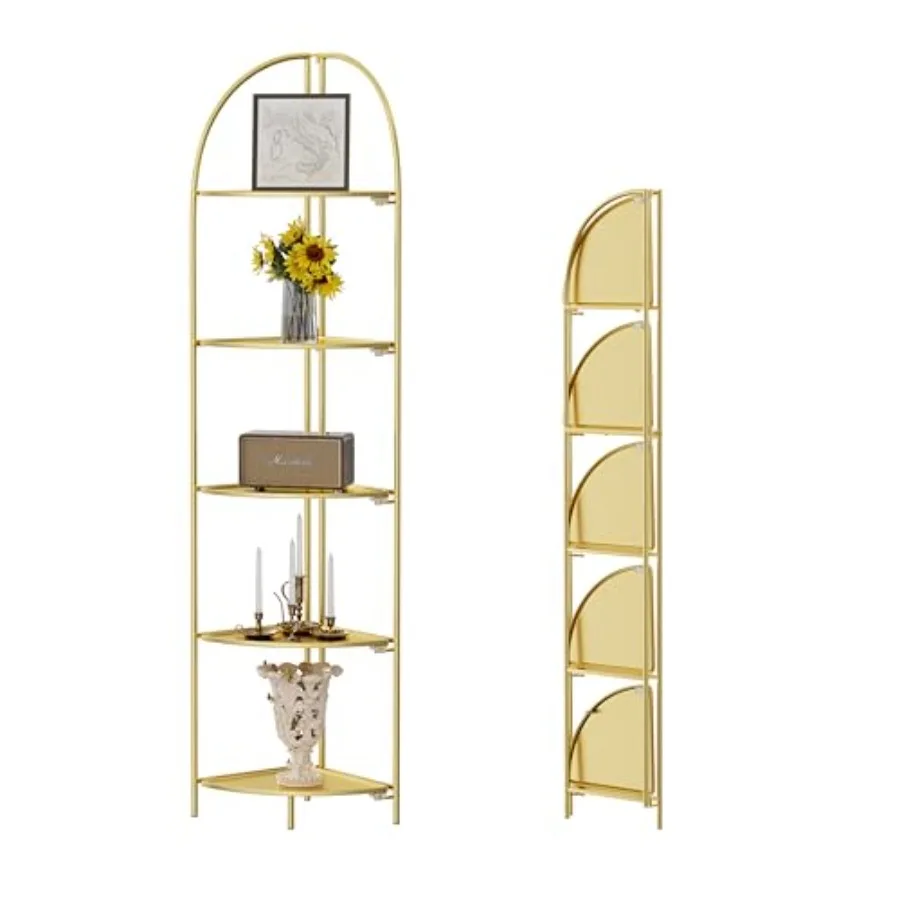 Foldable 5 Tier Corner Shelf Metal Corner Plant Stand with Gold Frame and Gold Shelves Corner Display Rack Multipurpose Shelvin
Foldable 5 Tier Corner Shelf Metal Corner Plant Stand with Gold Frame and Gold Shelves Corner Display Rack Multipurpose Shelvin