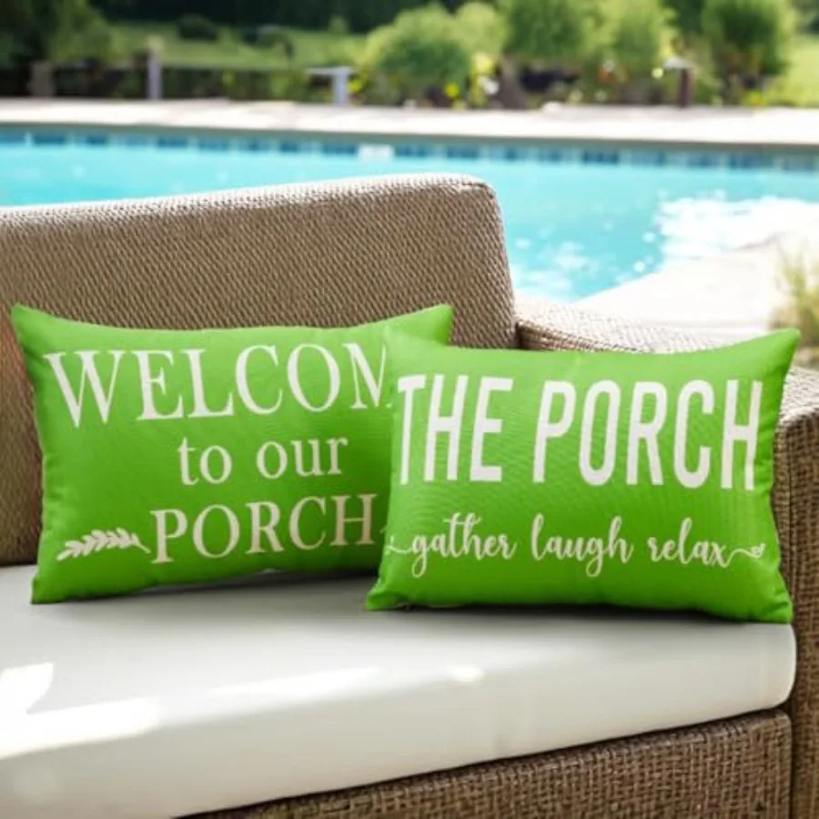 Sage Welcome to Our Porch Lumbar 12x20, Waterproof and Sunproof Set of 2, Preppy Decorative Outdoor Pillow Covers for Porch and
Sage Welcome to Our Porch Lumbar 12x20, Waterproof and Sunproof Set of 2, Preppy Decorative Outdoor Pillow Covers for Porch and
