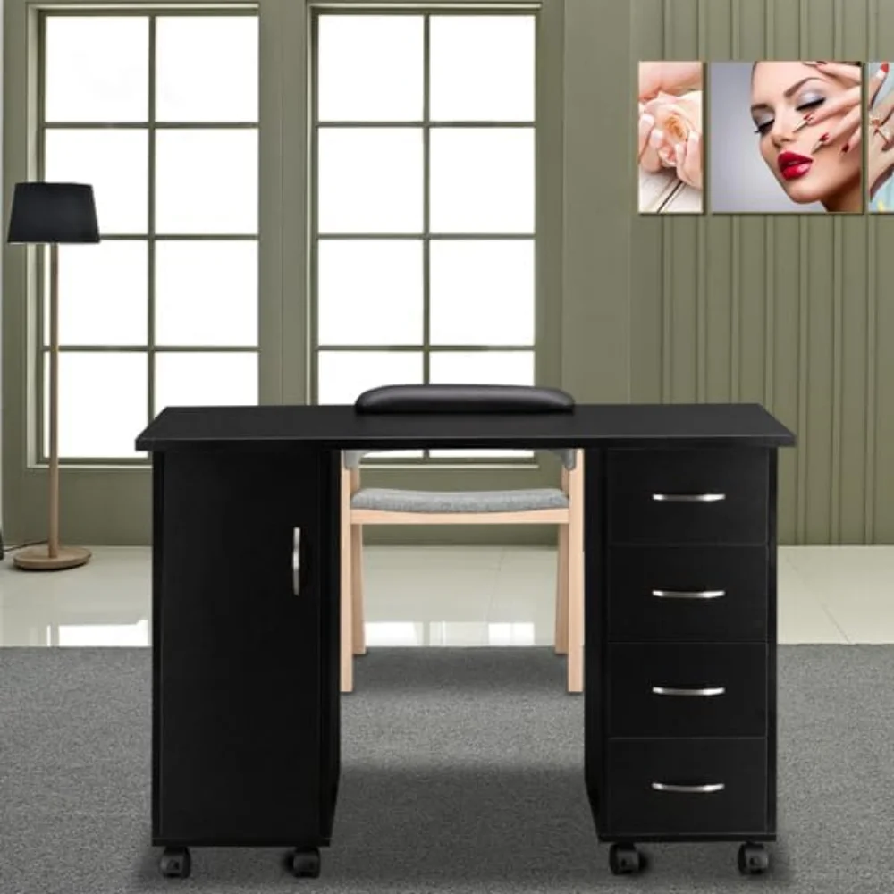 Black Desk with Drawers - Office Desk with Cabinet Drawers, Black Desk with Wheels, Wooden Office & Study Table
Black Desk with Drawers - Office Desk with Cabinet Drawers, Black Desk with Wheels, Wooden Office & Study Table