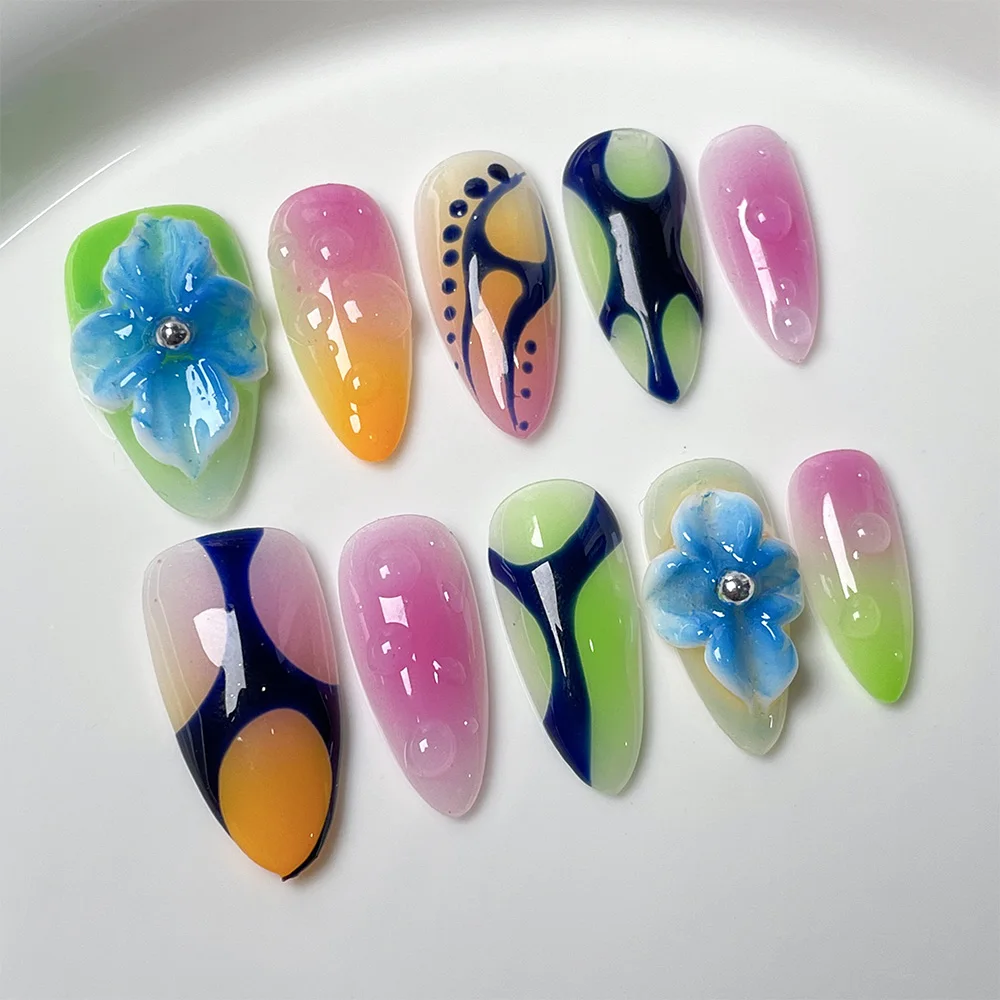 MAGO Handmade Press on Full Cover Professional Almond Nails Sweet Colorful Hand-painted Reusable Inished Fake Nails
MAGO Handmade Press on Full Cover Professional Almond Nails Sweet Colorful Hand-painted Reusable Inished Fake Nails