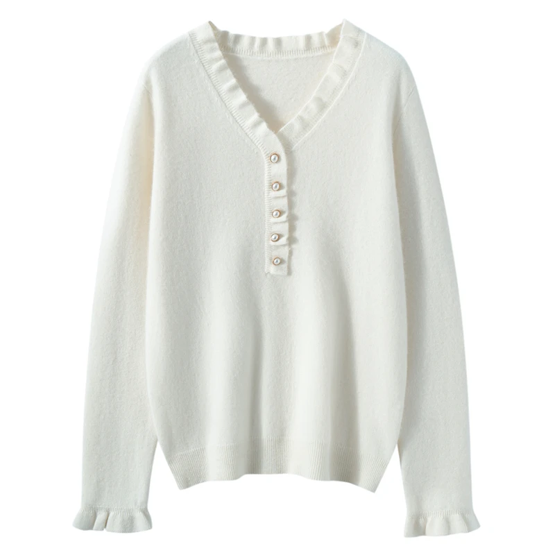 Women's Pearl buttons V-neck Pullovers Cashmere Sweater Spring Autumn Winter Office Lady 100% Cashmere Knitwear Clothing Tops
Women's Pearl buttons V-neck Pullovers Cashmere Sweater Spring Autumn Winter Office Lady 100% Cashmere Knitwear Clothing Tops