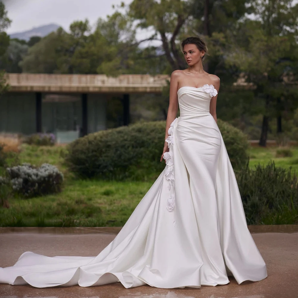 2 Pieces Satin Luxury Wedding Dresses For Bride 2025 Vestidos Flowers Pleat Mermaid Sexy Women Beach Bridal Gowns Customized
2 Pieces Satin Luxury Wedding Dresses For Bride 2025 Vestidos Flowers Pleat Mermaid Sexy Women Beach Bridal Gowns Customized