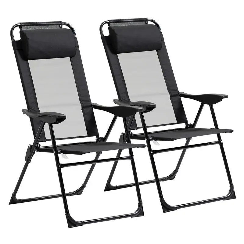 Outsunny Folding Patio Dining Chairs Set of 2, Outdoor Deck Chair with Adjustable Sling Back, Camping Chair with Removable Headrest for Garden, Backyard, Lawn, Black
Outsunny Folding Patio Dining Chairs Set of 2, Outdoor Deck Chair with Adjustable Sling Back, Camping Chair with Removable Headrest for Garden, Backyard, Lawn, Black