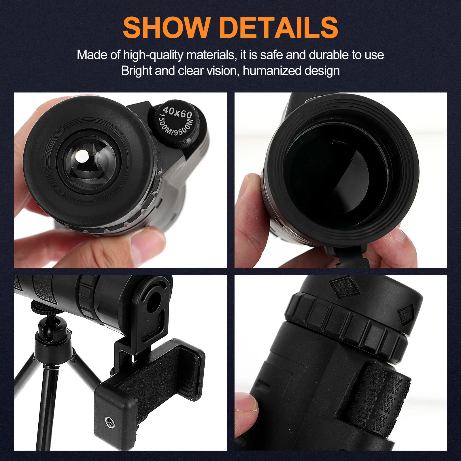 1Set Single-Tube Monocular High Definition 40x60 Telescope Bright Clear Vision Outdoor Viewing for Bird Watching Hiking Hunting
1Set Single-Tube Monocular High Definition 40x60 Telescope Bright Clear Vision Outdoor Viewing for Bird Watching Hiking Hunting