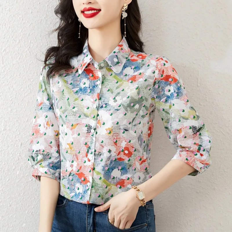 Casual Women's Blouses Printed Vintage Tops Fashion Loose Summer French Clothing Long Sleeved Chiffon Korean Women Shirts
Casual Women's Blouses Printed Vintage Tops Fashion Loose Summer French Clothing Long Sleeved Chiffon Korean Women Shirts
