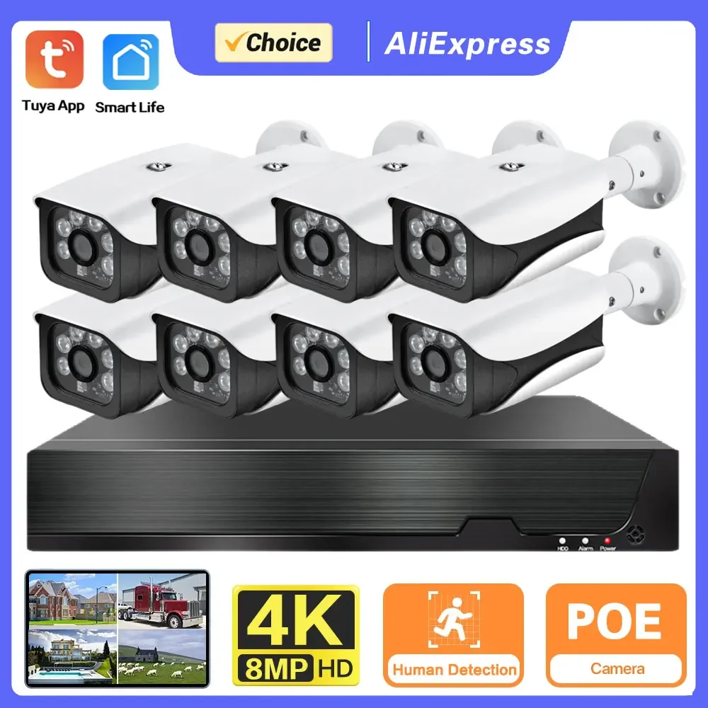 Комплект системы видеонаблюдения Tuya 4K POE CCTV: 8-канальный POE NVR и 4-канальный комплект уличных водонепроницаемых IP-камер-пулей для видеонаблюдения
Комплект системы видеонаблюдения Tuya 4K POE CCTV: 8-канальный POE NVR и 4-канальный комплект уличных водонепроницаемых IP-камер-пулей для видеонаблюдения