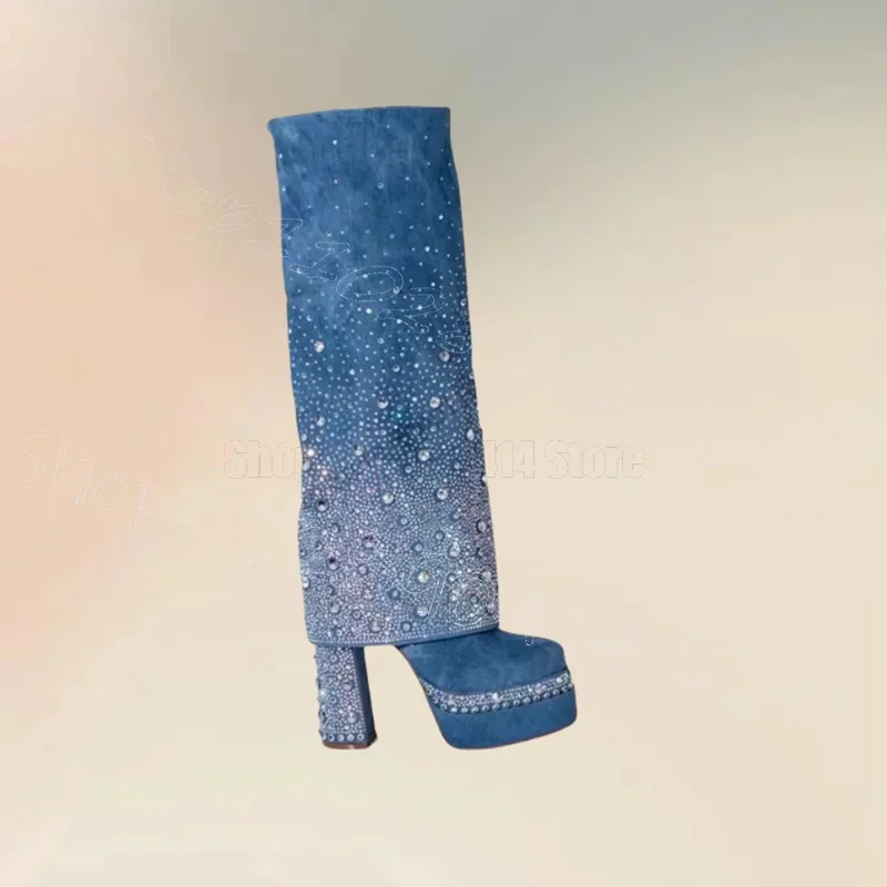 Blue Denim Crystal Decor Square Toe Platform Boots Knee High Women Shoes Chunky High Heels New Fashion 2023 Zapatos Para Mujere
Blue Denim Crystal Decor Square Toe Platform Boots Knee High Women Shoes Chunky High Heels New Fashion 2023 Zapatos Para Mujere