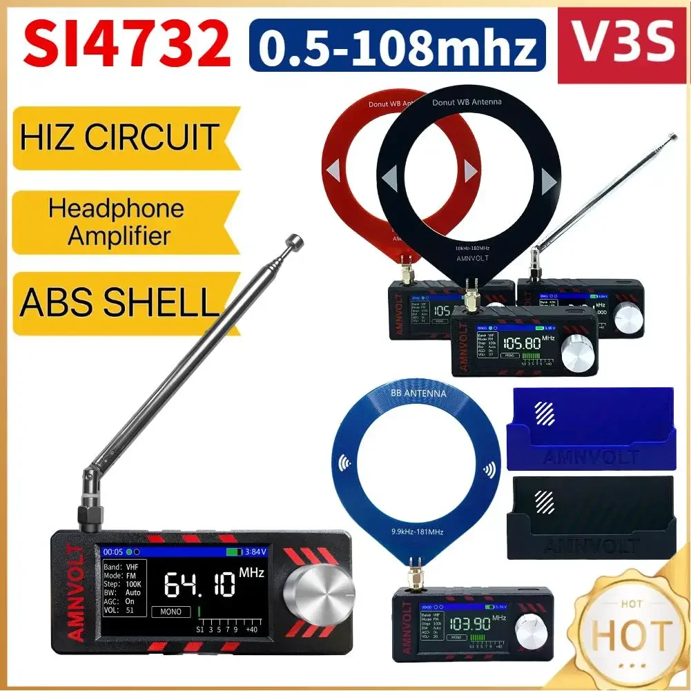 Upgraded V3S AMNVOLT Mini SI4732 DSP Radio Receiver FM AM SSB LSB USB Full Band Pocket Radio with Hi-Z Headphone Amplifier
Upgraded V3S AMNVOLT Mini SI4732 DSP Radio Receiver FM AM SSB LSB USB Full Band Pocket Radio with Hi-Z Headphone Amplifier