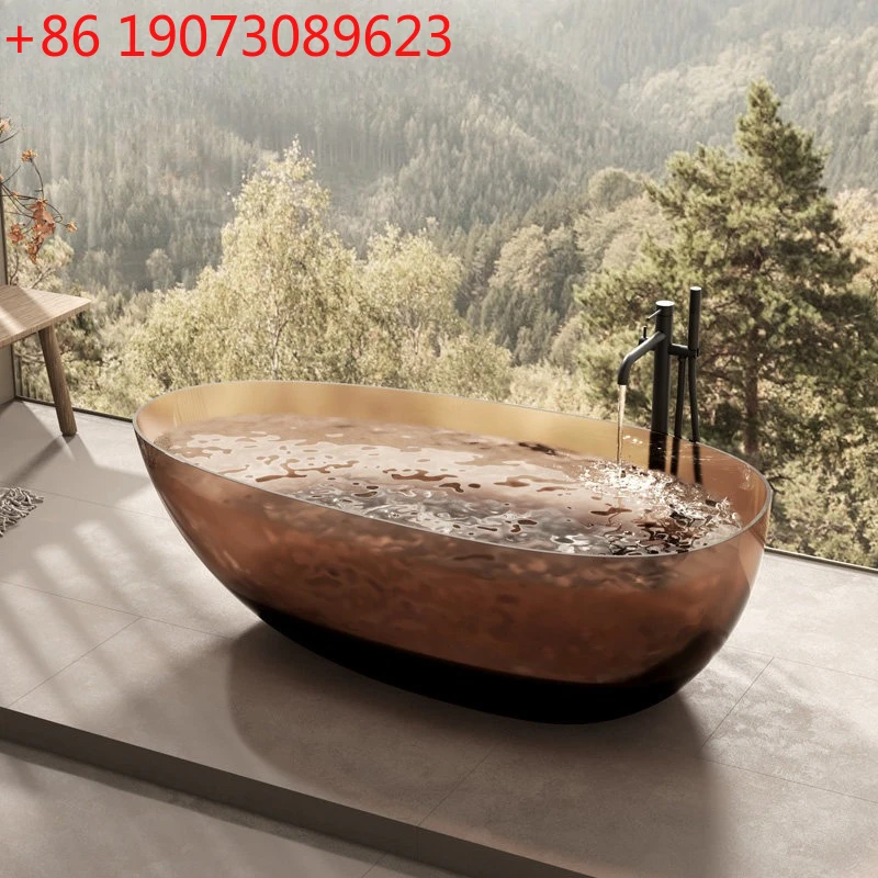 Transparent color crystal resin bathtub B & B hotel home independent integrated goose egg shaped bath
Transparent color crystal resin bathtub B & B hotel home independent integrated goose egg shaped bath